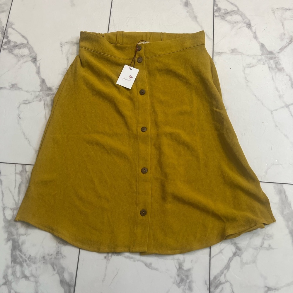 Freebird Gold A-Line Knee-Length Skirt for Work